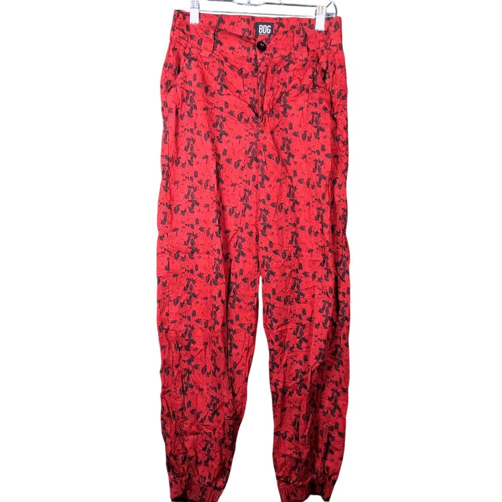BDG Urban Outfitters Womens Pants Red Black Floral High Rise Cotton Jogger XS